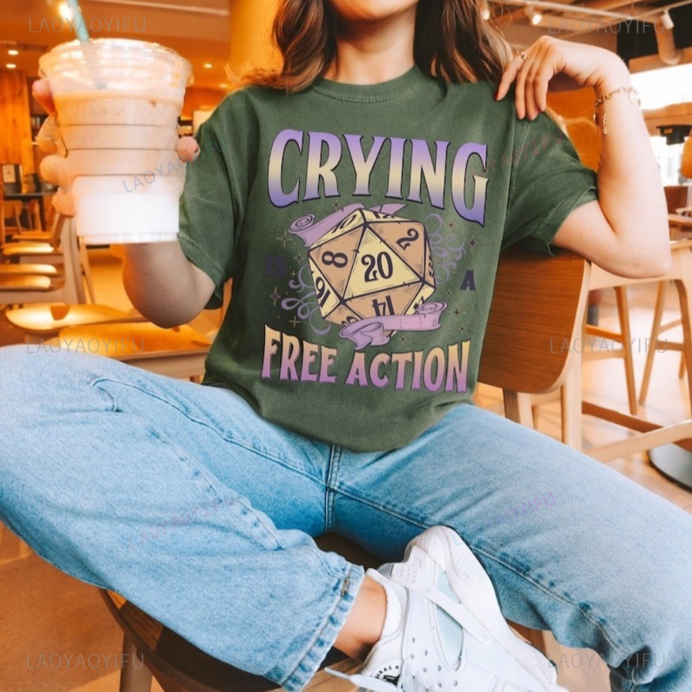 Retro Gaming Shirt - เสื้อยืดตลกๆ ลาย DnD Crying Is A