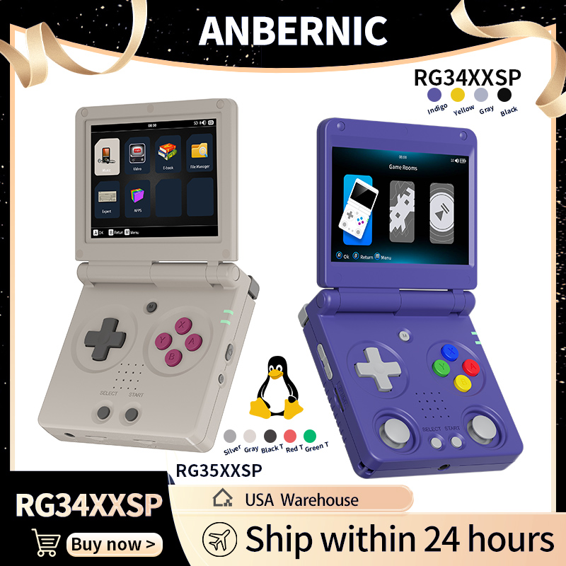 Retro Gaming Aesthetic - Anbernic RG34XXSP RG35XXSP Flipคอนโซลเกมมือถือหน้าจอIPS Linux 64