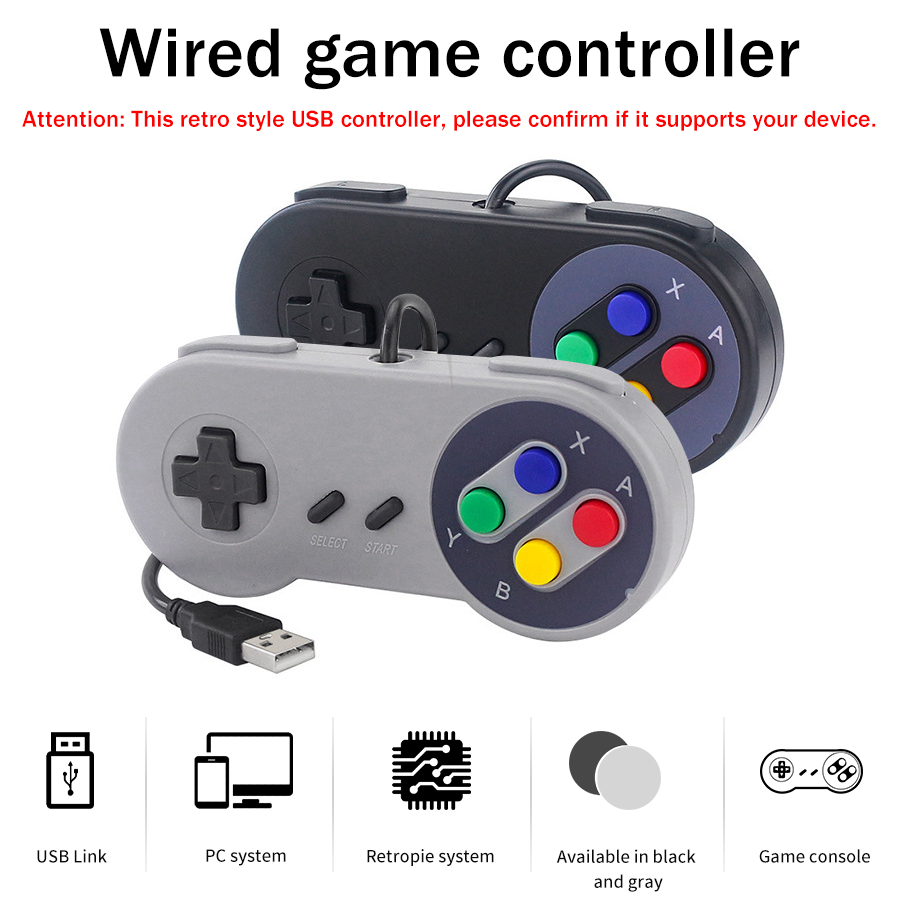 Raspberry Pi Retropie - 1-2 ชิ้นคอนโทรลเลอร์ USB SNES เรโทรเกมแพดสำหรับพีซี แมค