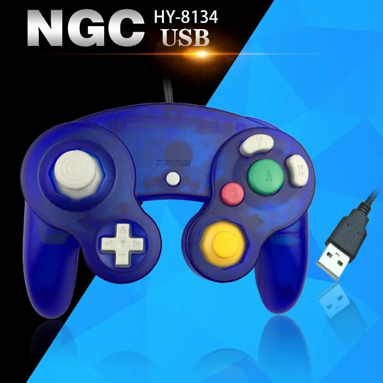 Retro Gaming Joystick - เกมย้อนยุคสำหรับคอนโทรลเลอร์เกมคิวบ์ USB แบบมีสายจอยสติ๊กสำหรับนินเทนโด NGC GC คอนโทรลเลอร์สำหรับ
