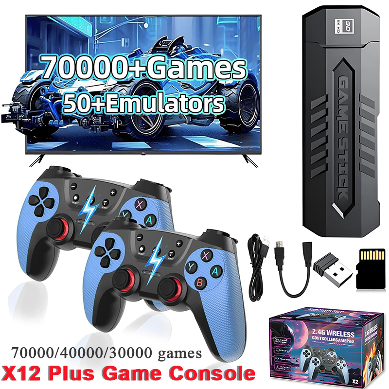 Retro Gaming Joystick - X2 รีโทรเกมสติ๊ก 128GB 70000/30000+ เกมไร้สายคอนโทรลทีวีคอนโซลวิดีโอเกมพกพาสำหรับ PS1/N64/GBA