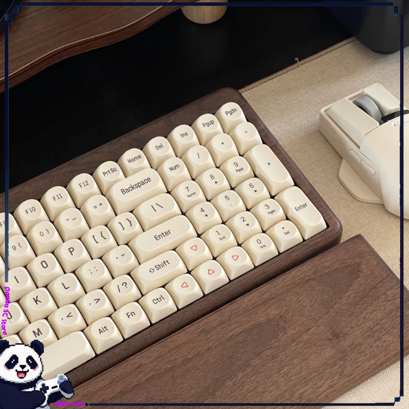 Retro Gaming Uk - คีย์บอร์ดแบบกลไก RECCAZR R100 รุ่นปรับแต่งได้ พร้อมคีย์แคปไม้วอลนัทโทฟู คีย์บอร์ดเกมมิ่งเรโทรสามโหมด