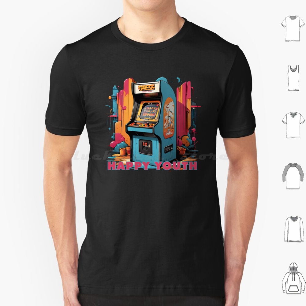 Retro Gaming Shirt - เสื้อยืด Happy Youth-Arcade สำหรับผู้ชาย ผู้หญิง เด็ก