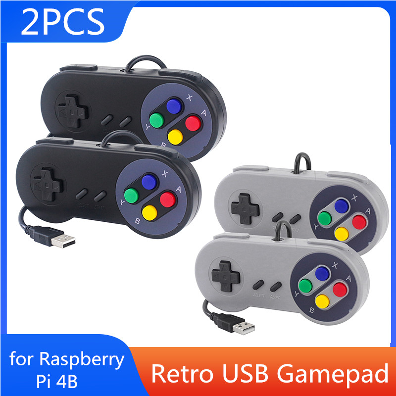 Raspberry Pi Retropie - 2PCs USB Gamepad Retro Gaming จอยสติ๊กคอนโทรลเลอร์แบบมีสายสําหรับ