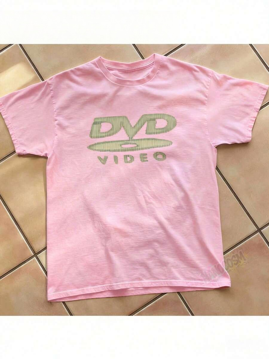 Retro Gaming Shirt - [ผ้าฝ้าย 100%] เสื้อยืดพิมพ์ลายวิดีโอ DVD โลโก้สีเขียวสไตล์วินเทจ ย้อนยุค