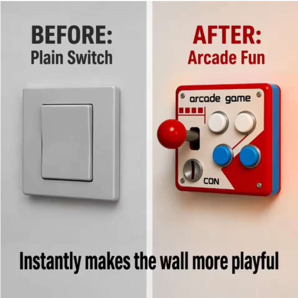 Retro Gaming Gif - ฝาครอบจอยสติ๊กสไตล์เรโทร สำหรับติดผนัง ตกแต่งห้องเกม 3 มิติ ไม่ต้องเจาะ