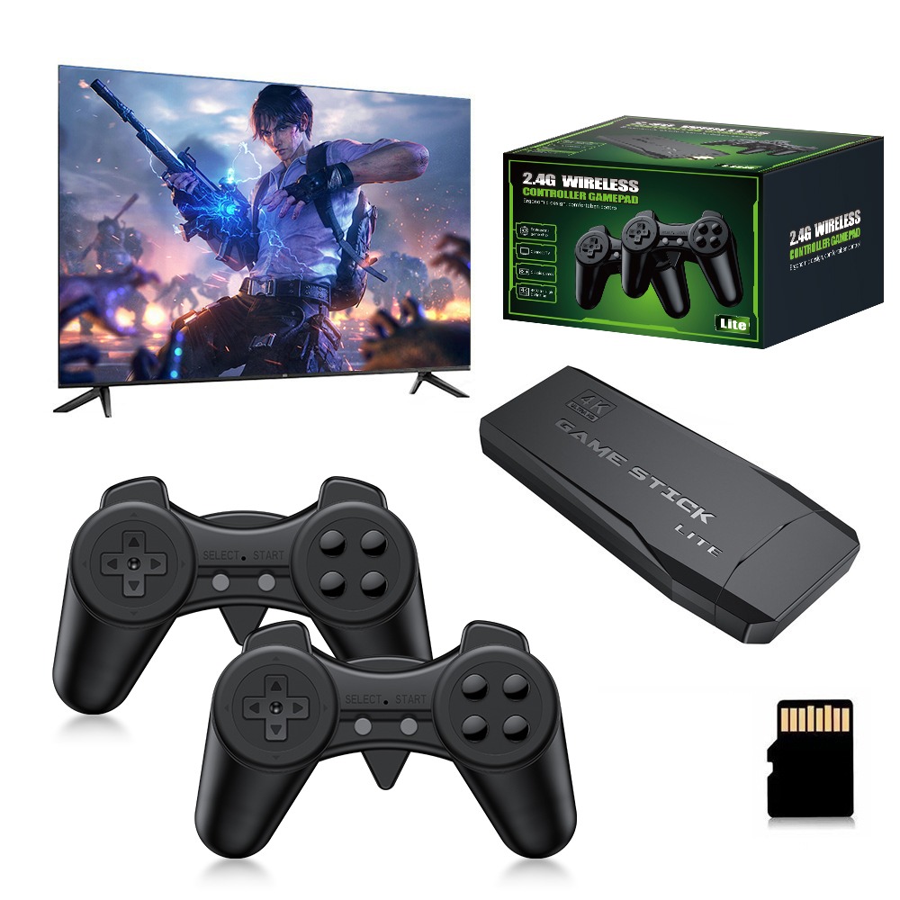 Retro Gaming Joystick - เครื่องเล่นเกมพกพา 4K Retro Game Stick พร้อมคอนโทรลเลอร์ไร้สาย
