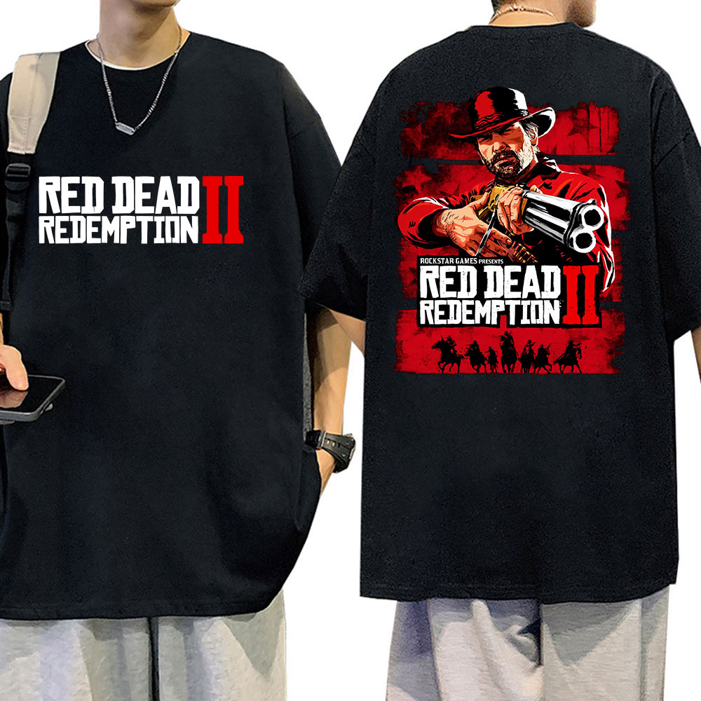 Retro Gaming Aesthetic - เรดเดดเรเด็มเมชั่น 2 เกมกราฟิกเสื้อยืดเสื้อผ้าผู้ชายคุณภาพสูงฤดูร้อนเสื้อยืดย้อนยุค O-คอผ้าฝ้ายเสื้อผ้าผู้ชาย