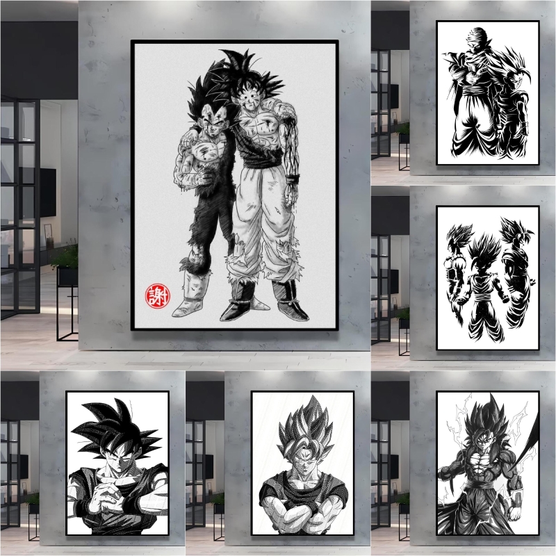 Retro Gaming Art - อะนิเมะคลาสสิกญี่ปุ่น ดราก้อนบอล โปสเตอร์ โกคู เวเจต้า พิมพ์ลายคุณภาพสูง