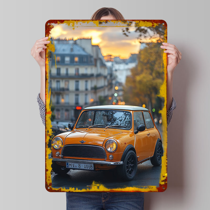 Retro Gaming Uk - ป้ายโลหะตกแต่งผนังลายรถคลาสสิก Cooper สไตล์อังกฤษในกรุงปารีส แบบวินเทจย้อนยุค สำหรับตกแต่งห้องแฟนคลับ ห้องนอน