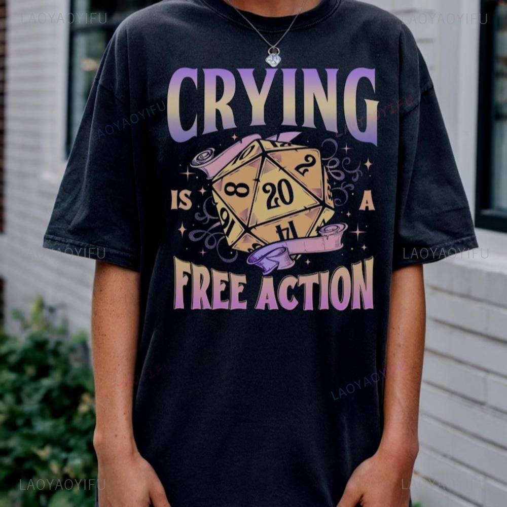 เสื้อยืดตลกๆ ลาย DnD Crying Is - Retro Gaming Shirt บทวิจารณ์และราคา