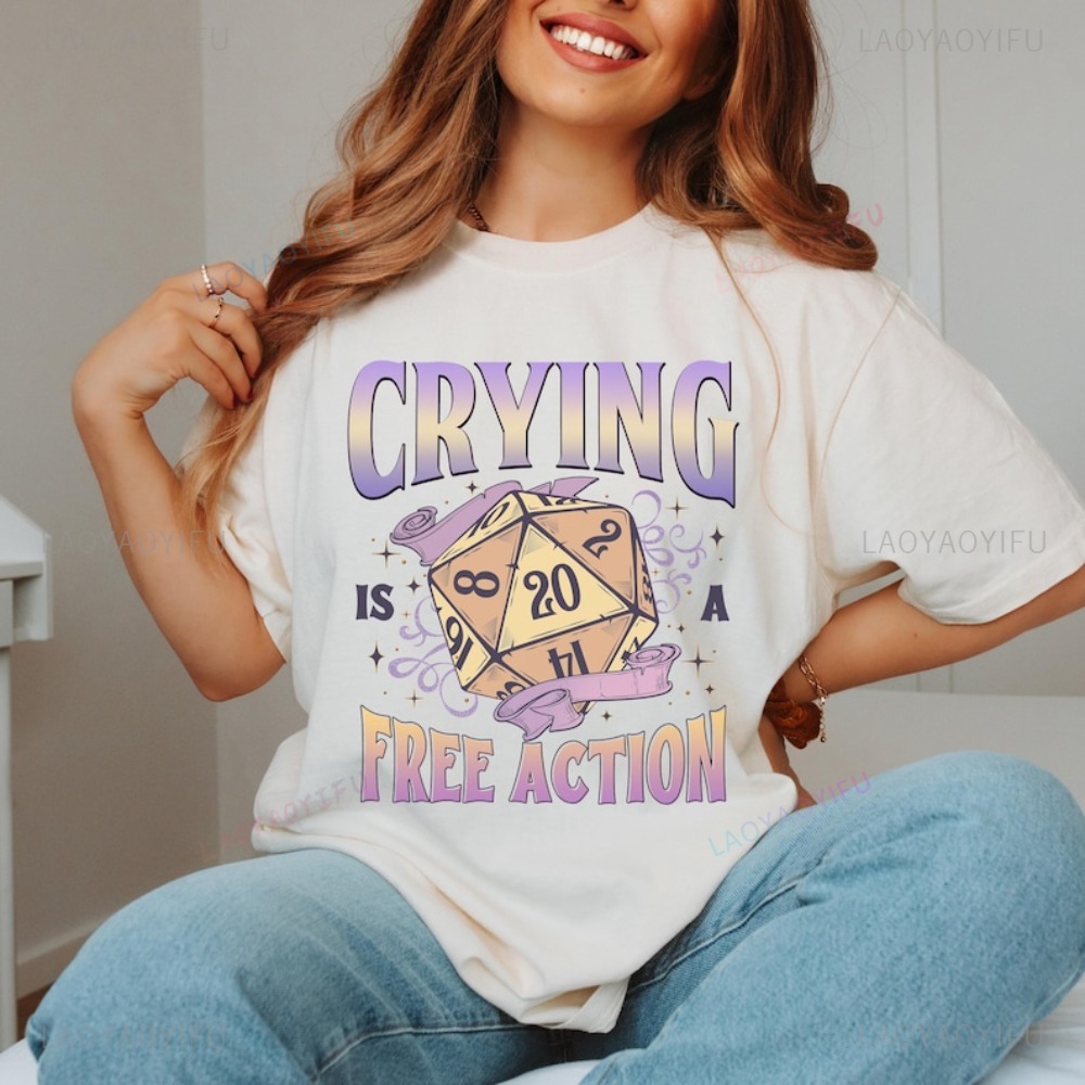 เสื้อยืดตลกๆ ลาย DnD Crying Is - Retro Gaming Shirt บทวิจารณ์และราคา