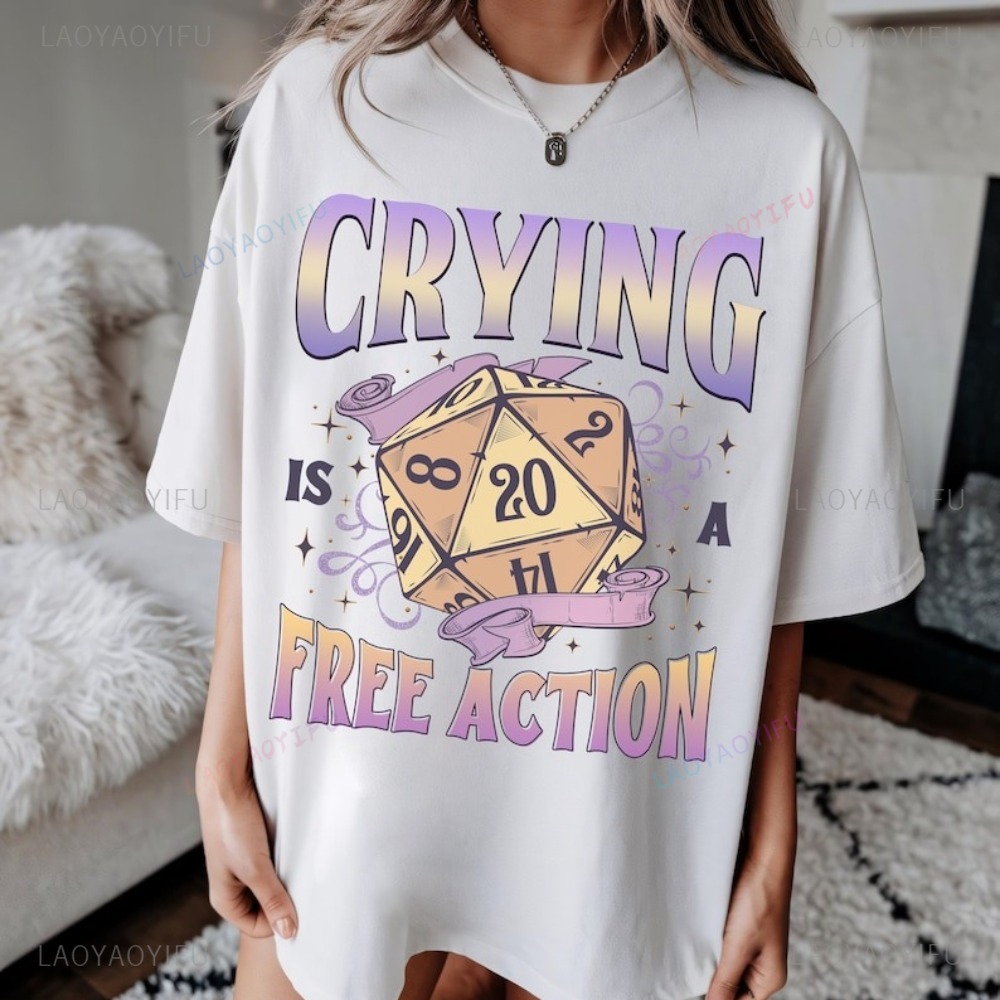 เสื้อยืดตลกๆ ลาย DnD Crying Is - Retro Gaming Shirt บทวิจารณ์และราคา