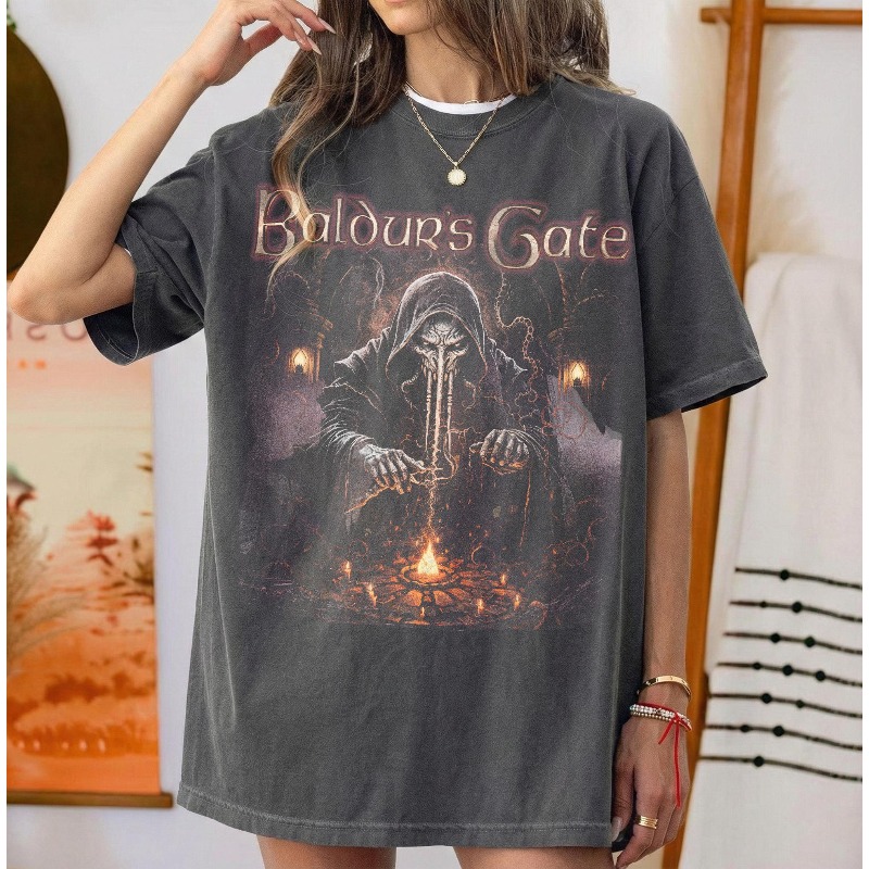 เสื้อยืดวินเทจ 90s Baldurs Gat - Retro Gaming Shirt บทวิจารณ์และราคา